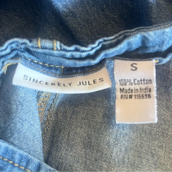 Sincerely Jules Wide Leg Denim Romper Size Small - Picture 7 of 9